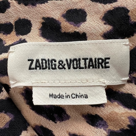 Zadig Voltaire Rooka Leopard Print Shirred Mini Dress Size S - Picture 13 of 16